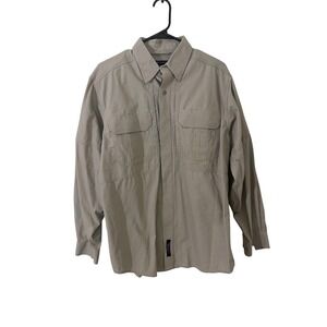 5.11 Tactical Tan Shirt Medium Button Up Military Uniform Long Sleeve Vented